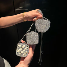 Load image into Gallery viewer, ‌Palm-Sized Diamond Mini Clutch Silver Glamour Gala Bag (MAC281)