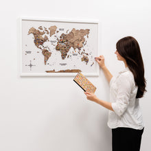 Load image into Gallery viewer, 3D Wooden Panel World Map - Dark Walnut