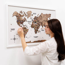 Load image into Gallery viewer, 3D Wooden Panel World Map - Dark Walnut