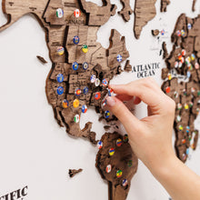 Load image into Gallery viewer, 3D Wooden Panel World Map - Dark Walnut