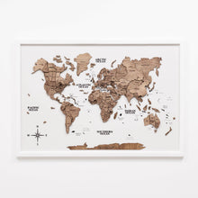 Load image into Gallery viewer, 3D Wooden Panel World Map - Dark Walnut