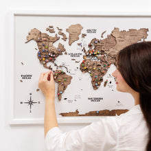 Load image into Gallery viewer, 3D Wooden Panel World Map - Dark Walnut