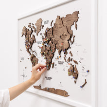 Load image into Gallery viewer, 3D Wooden Panel World Map - Dark Walnut