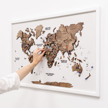 Load image into Gallery viewer, 3D Wooden Panel World Map - Dark Walnut