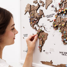 Load image into Gallery viewer, 3D Wooden Panel World Map - Dark Walnut