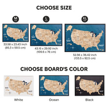 Load image into Gallery viewer, 3D Wooden USA Map on Board Gold