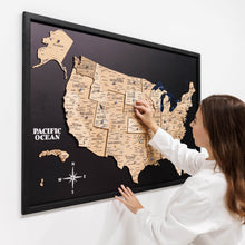 Load image into Gallery viewer, 3D Wooden USA Map on Board Gold