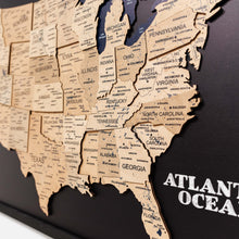 Load image into Gallery viewer, 3D Wooden USA Map on Board Gold