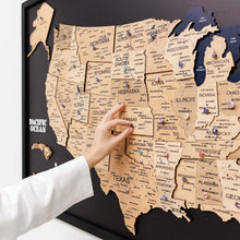 Load image into Gallery viewer, 3D Wooden USA Map on Board Gold