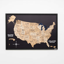 Load image into Gallery viewer, 3D Wooden USA Map on Board Gold
