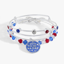 Load image into Gallery viewer, 'Party in the U S Yay!' Patriotic Bangle Set of 3