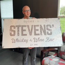 Load image into Gallery viewer, Personalized Whiskey and Wine Bar Sign: Custom Bar Signs for Home Bar – Perfect Man Cave Wall Decor &amp; Ideal Gift for Wine Lovers