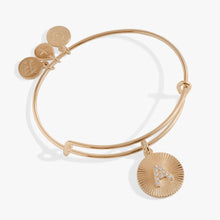 Load image into Gallery viewer, Initial A Pave Starburst Texture Bangle