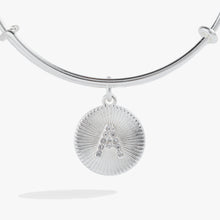 Load image into Gallery viewer, Initial A Pave Starburst Texture Bangle