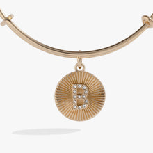 Load image into Gallery viewer, Initial B Pave Starburst Texture Bangle