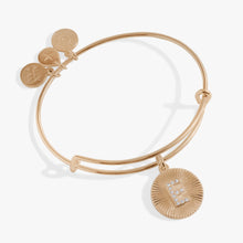 Load image into Gallery viewer, Initial E Pave Starburst Texture Bangle