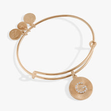 Load image into Gallery viewer, Initial G Pave Starburst Texture Bangle