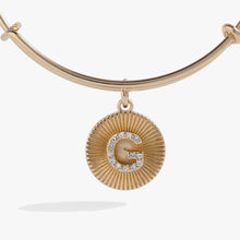 Load image into Gallery viewer, Initial G Pave Starburst Texture Bangle