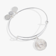 Load image into Gallery viewer, Initial H Pave Starburst Texture Bangle