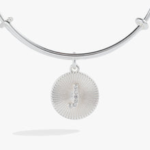 Load image into Gallery viewer, Initial J Pave Starburst Texture Bangle