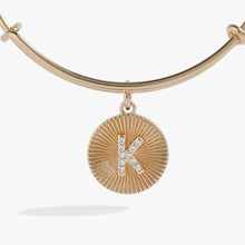 Load image into Gallery viewer, Initial K Pave Starburst Texture Bangle