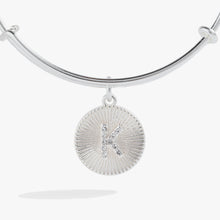 Load image into Gallery viewer, Initial K Pave Starburst Texture Bangle