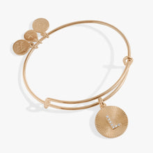 Load image into Gallery viewer, Initial L Pave Starburst Texture Bangle