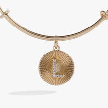 Load image into Gallery viewer, Initial L Pave Starburst Texture Bangle