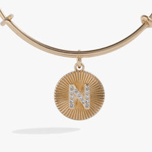 Load image into Gallery viewer, Initial N Pave Starburst Texture Bangle