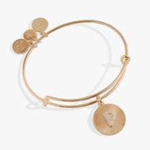 Load image into Gallery viewer, Initial P Pave Starburst Texture Bangle