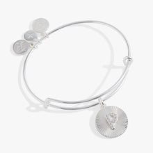 Load image into Gallery viewer, Initial P Pave Starburst Texture Bangle