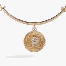 Load image into Gallery viewer, Initial P Pave Starburst Texture Bangle