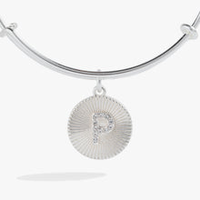 Load image into Gallery viewer, Initial P Pave Starburst Texture Bangle
