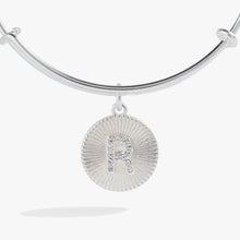 Load image into Gallery viewer, Initial R Pave Starburst Texture Bangle
