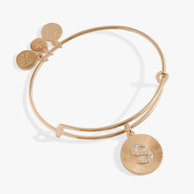 Load image into Gallery viewer, Initial S Pave Starburst Texture Bangle
