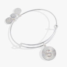Load image into Gallery viewer, Initial S Pave Starburst Texture Bangle