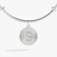 Load image into Gallery viewer, Initial S Pave Starburst Texture Bangle