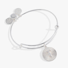 Load image into Gallery viewer, Initial T Pave Starburst Texture Bangle
