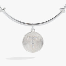 Load image into Gallery viewer, Initial T Pave Starburst Texture Bangle