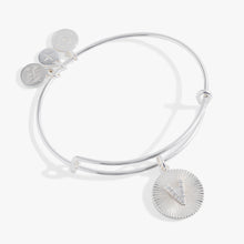 Load image into Gallery viewer, Initial V Pave Starburst Texture Bangle