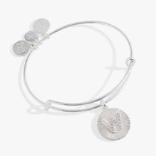 Load image into Gallery viewer, Initial W Pave Starburst Texture Bangle