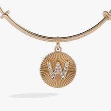 Load image into Gallery viewer, Initial W Pave Starburst Texture Bangle