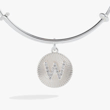 Load image into Gallery viewer, Initial W Pave Starburst Texture Bangle
