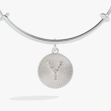 Load image into Gallery viewer, Initial Y Pave Starburst Texture Bangle