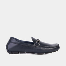 Load image into Gallery viewer, Pavia Navy Blue Leather Bit Drive Loafer Men Shoe