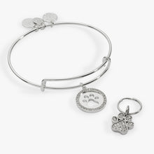 Load image into Gallery viewer, Paw Print Bangle &amp; Pet Collar Charm Set of 2