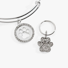 Load image into Gallery viewer, Paw Print Bangle &amp; Pet Collar Charm Set of 2