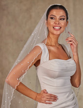 Load image into Gallery viewer, Pearl Wedding Veil, Cathedral Veil- D238