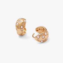 Load image into Gallery viewer, Pearl and Crystal Huggie Hoop Earrings