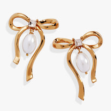Load image into Gallery viewer, Bow Pearl Coquette Statement Drop Earring